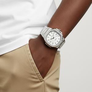 Mens Stainless Steel Watch | Square Dial-Metal Watch-White