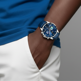 Mens Classic Moonphase Watch | Blue Dial-Leatherstrap Watch-Blue