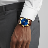 Mens Classic Watch | Brown Leather Strap-Leatherstrap Watch-Blue