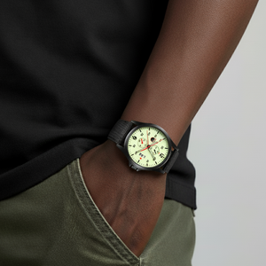 Mens Military Watch | Sporty Fluorescent Quartz-Military Watch-Black
