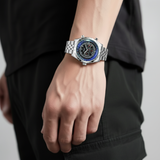 Stainless Steel Mechanical Watch | Mens Watch-Metal Watch-Blue