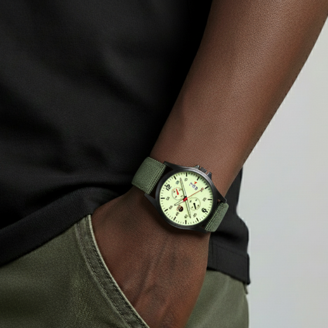 Mens Military Watch | Sporty Fluorescent Quartz-Military Watch-Green