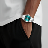 Mens Watch Stainless Steel Silver | Quartz-Metal Watch-Green