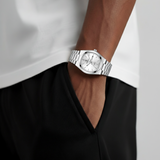Mens Watch Stainless Steel Silver | Quartz-Metal Watch-White