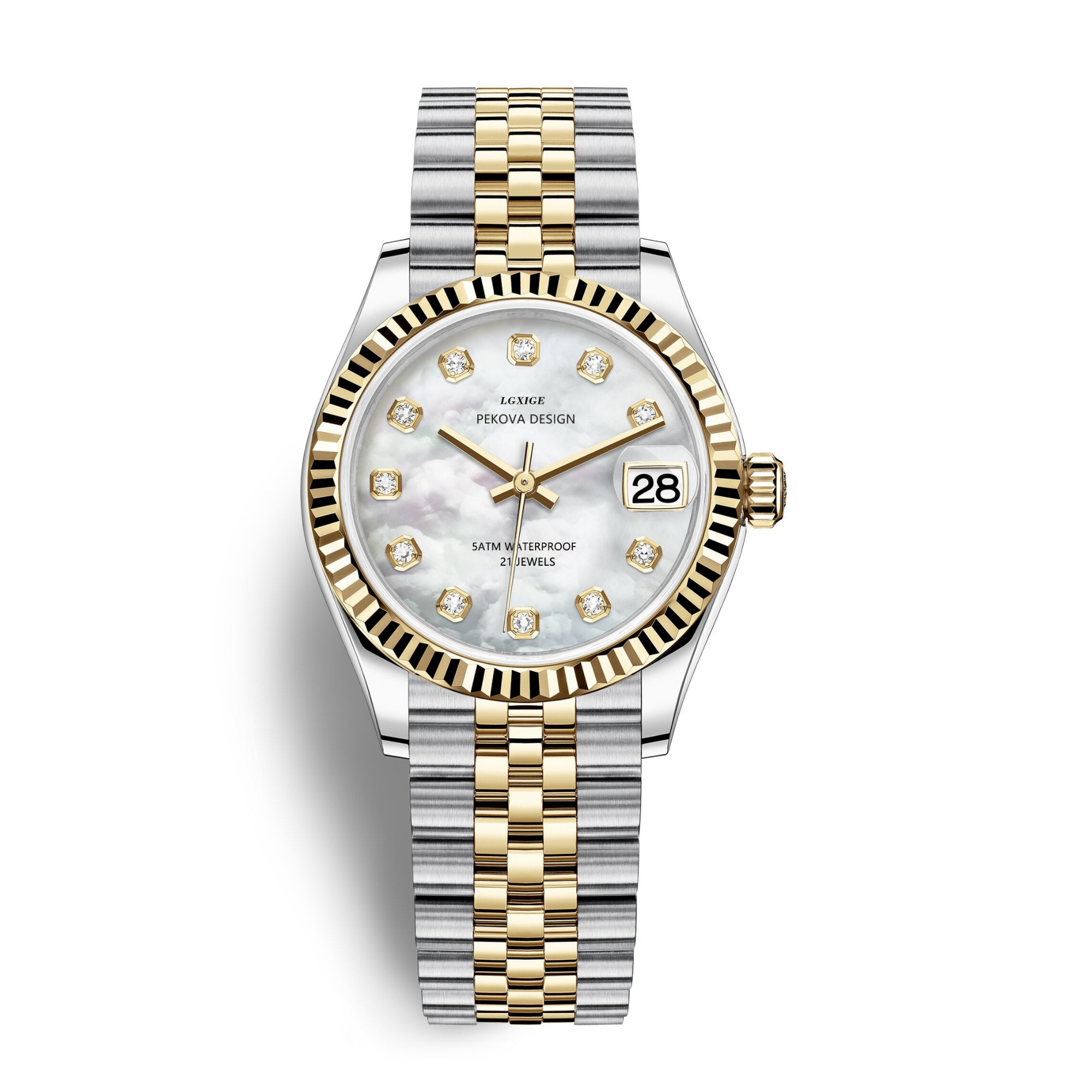 Edelstahl Armbanduhr Damen | Gold-Metal Watch-Silber/Gold/Weiß