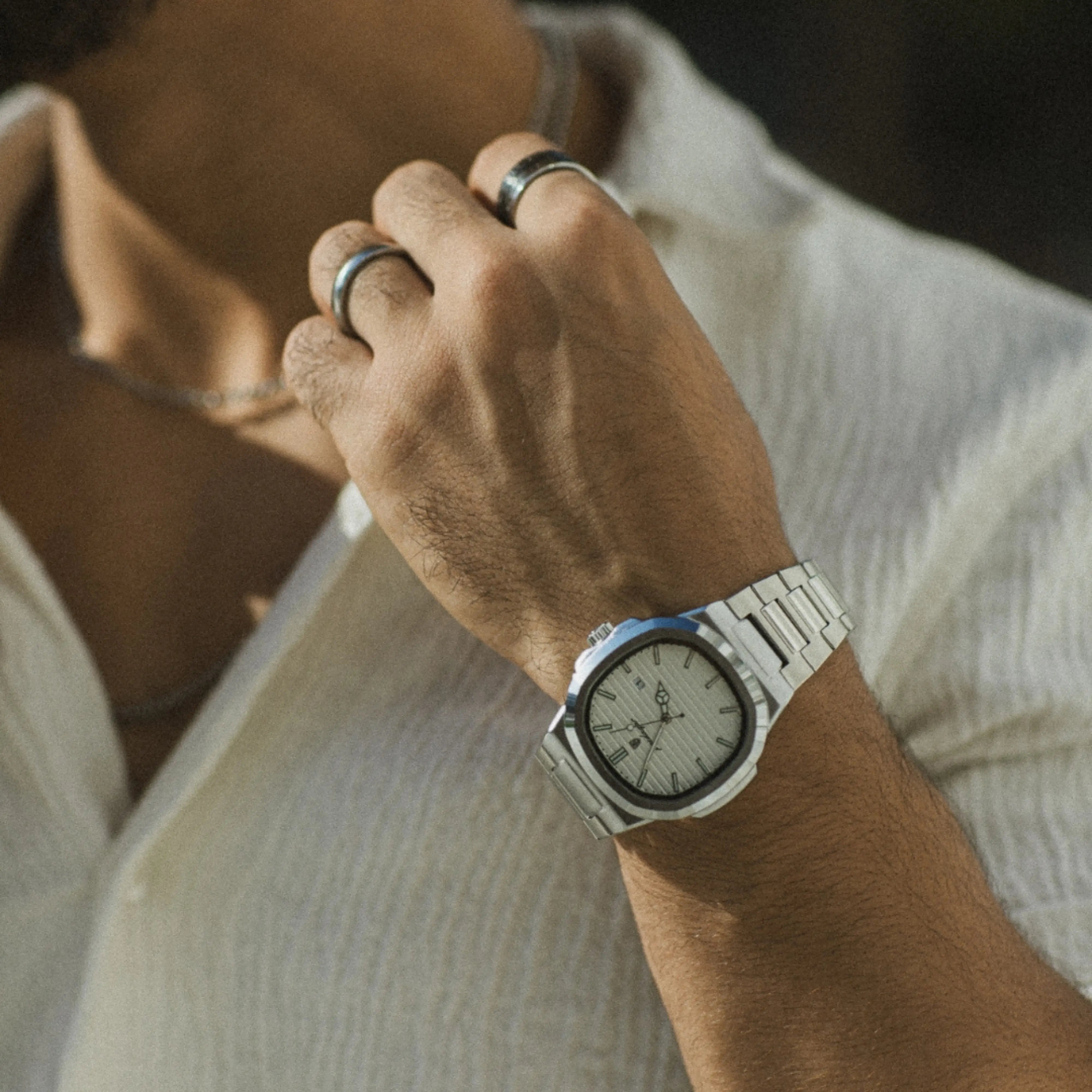 Mens Stainless Steel Watch | Square Dial-Metal Watch-