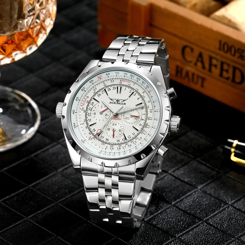 Stainless Steel Mechanical Watch | Mens Watch-Metal Watch-