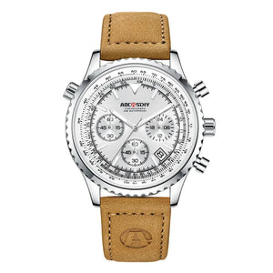 Mens Chronograph Watch | Brown Leather Strap-Leatherstrap Watch-