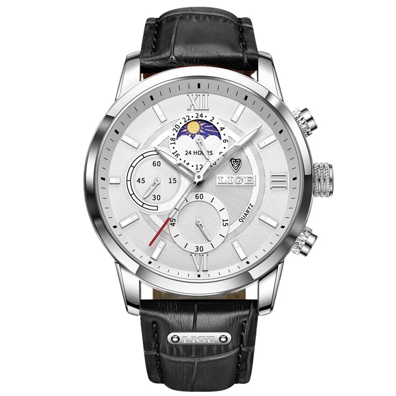 Mens Classic Watch | Black Leather Strap & Sport Design-Leatherstrap Watch-