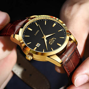Mens Classic Watch | Brown Leather Strap-Leatherstrap Watch-