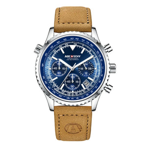 Mens Chronograph Watch | Brown Leather Strap-Leatherstrap Watch-